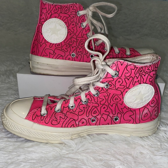Converse Pink Leather "My Story" Sneakers - Picture 2 of 8
